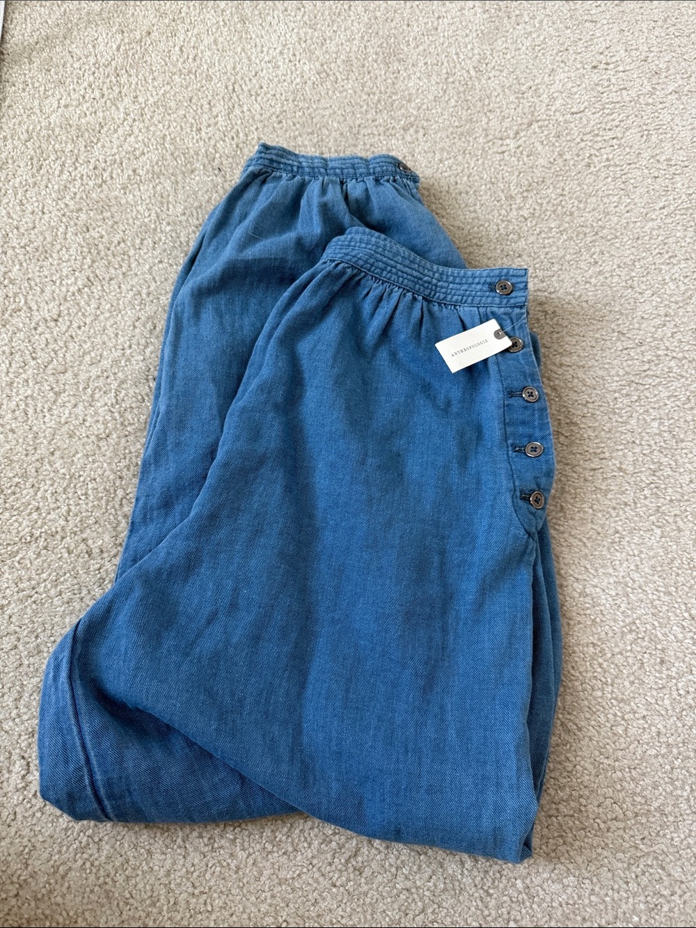 Anthropologie Light Blue Button-Detail Denim Pants